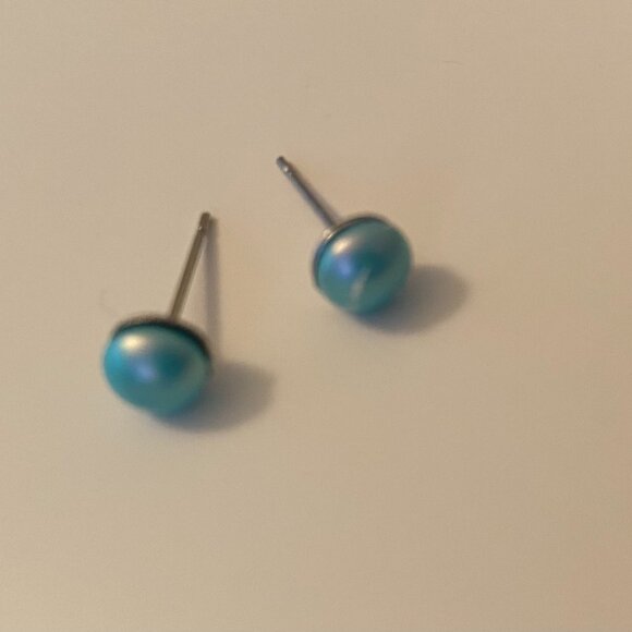 Swarovski Teal & Grey crystal pearl earrings NEW (2 pairs) - Picture 7 of 8